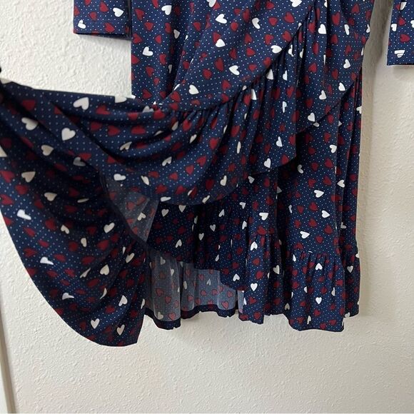 Talbots Heart Print A-Line Jersey Sheath Dress Long Sleeve Navy Blue Size 6 - Picture 6 of 9